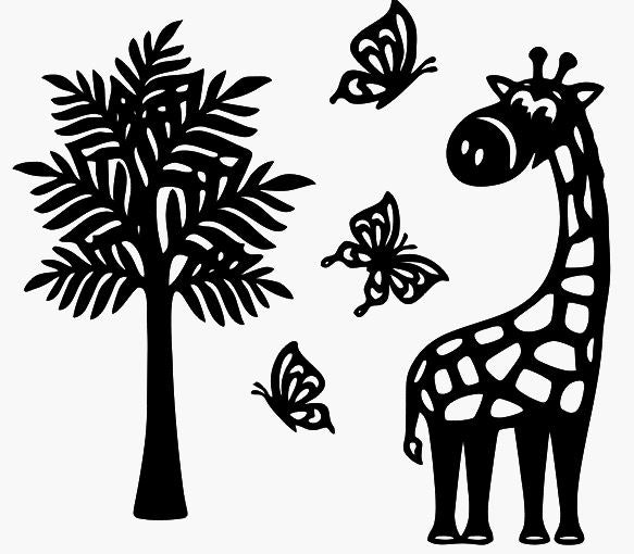 Giraffe mit Schmetterlinge