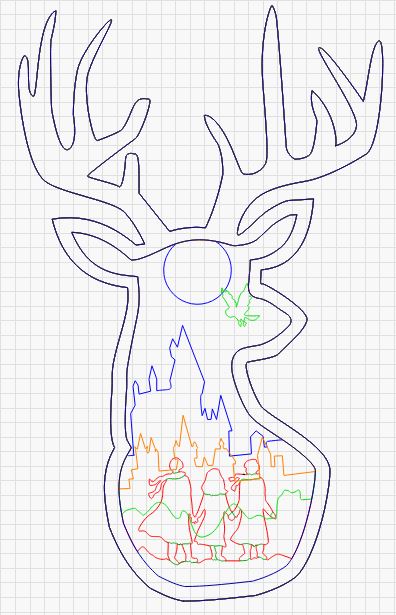 Hirsch mit Kinder Multilayer