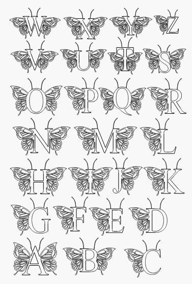 Komplettes Schmetterlings Alphabet