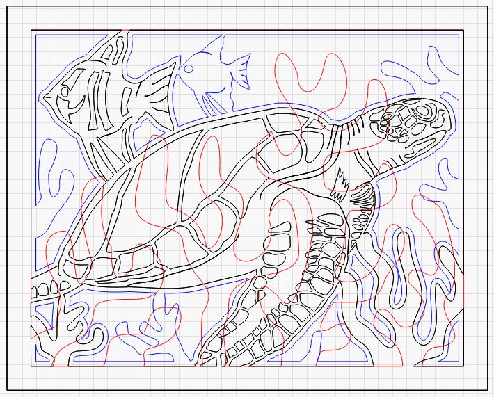 Seeschildkröte mit Fischen Multilayer