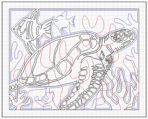 Seeschildkröte mit Fischen Multilayer