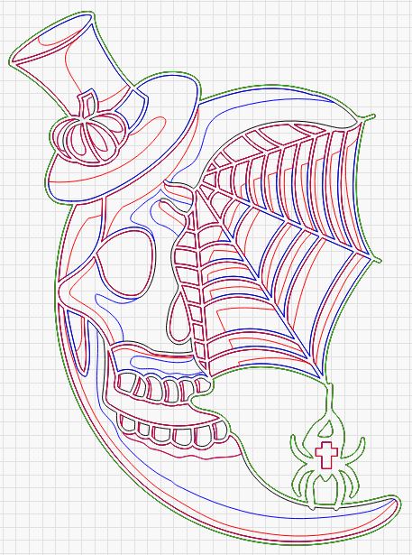 Lasercut Datei Skull Halbmond Multilyer