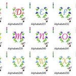 Stickdatei Alphabet   Blumen 13  für 100 mm x 100 mm Rahmen.