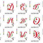 Stickdatei Alphabet   Blumen 4  für 100 mm x 100 mm Rahmen.