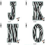 Alphabet in Zebra für 100 mm x 100 mm Rahmen