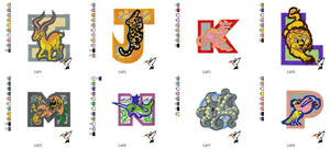 Alphabet in Zebra für 100 mm x 100 mm Rahmen