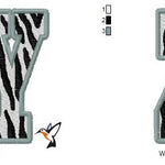 Alphabet in Zebra für 100 mm x 100 mm Rahmen