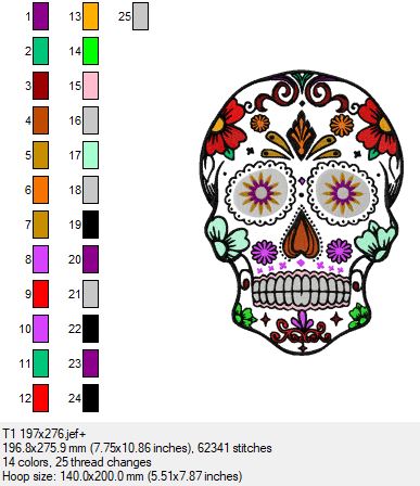 Totenkopf dia de los Muertos Größe 197 mm x 276 mm