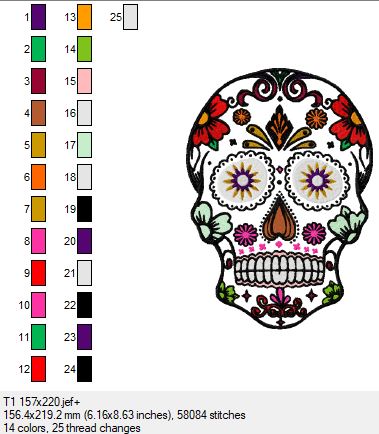 Totenkopf dia de los Muertos Größe 157 mm x 220 mm