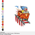 der Clown auf der Achterbahn in 2 Größen