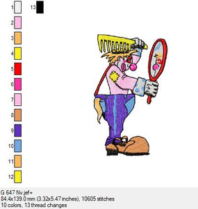 der Clown der sich kämmt in 2 Größen