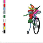 der Clown auf dem Fahrrad in 2 Größen