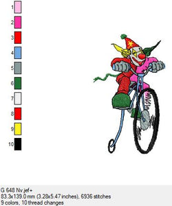 der Clown auf dem Fahrrad in 2 Größen