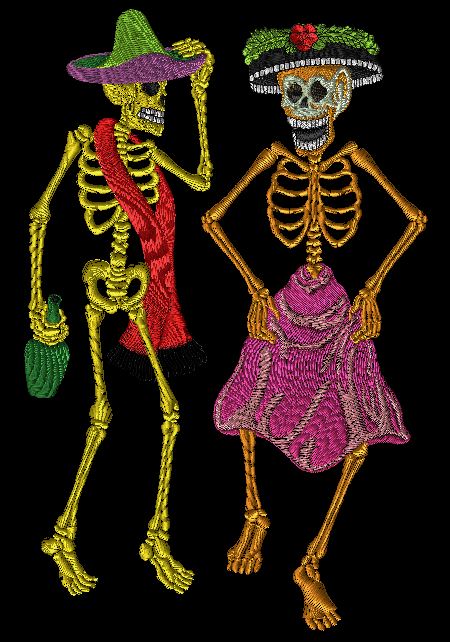 Dia de los Muertos Skelett Frau + Mann 181 mm x 279 mm