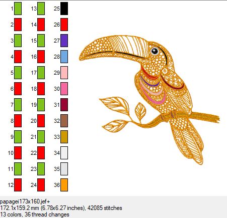 Doodle Datei exotischer Vogel in 2 Größen