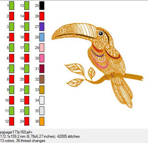 Doodle Datei exotischer Vogel in 2 Größen