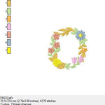 Stickdatei Alphabet   Blumen 11  für 100 mm x 100 mm Rahmen.