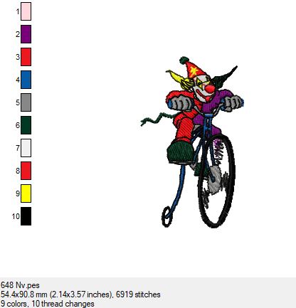 der Clown auf dem Fahrrad in 2 Größen