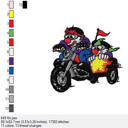 2 Clowns auf dem Motorrad in 2 Größen