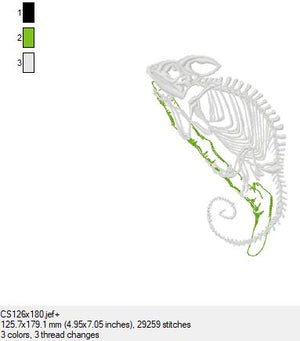 Doodle und Satainstich Datei Cameleon Skelett in 2 Größen