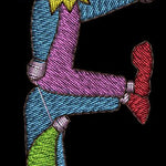 Stickdatei Alphabet   Clowns  für 100 mm x 100 mm Rahmen.