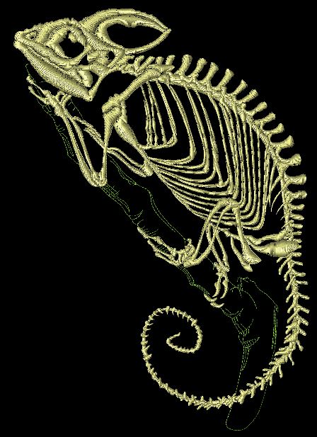 Doodle und Satainstich Datei Cameleon Skelett in 2 Größen